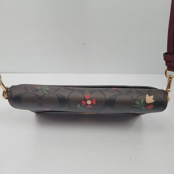 Coach Anna Foldover Clutch in Signature Canvas with Heart Petal Crossbody Bag - Picture 5 of 10